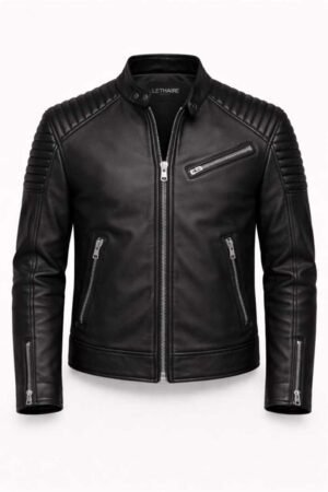 Quilted Padded Shoulder Biker Leather Jacket for Mens Quilted Padded Shoulder Biker Leather Jacket for Mens